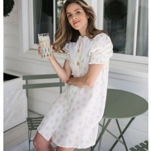 Sleeper Marie  Daisy Print Linen Mini Dress Medium NWT